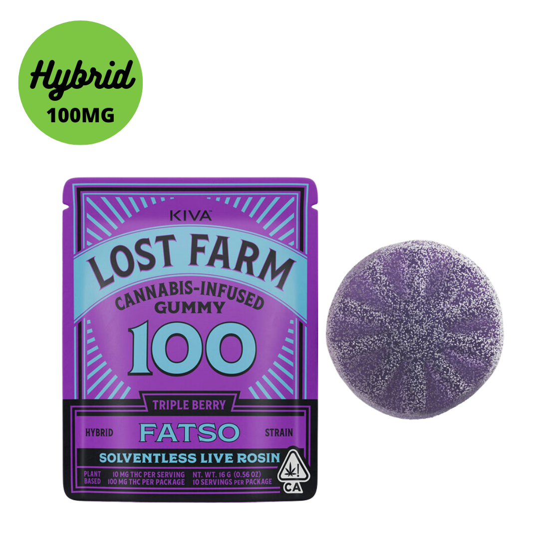 Kiva Lost Farm Triple Berry Live Rosin 100MG Single Gummy